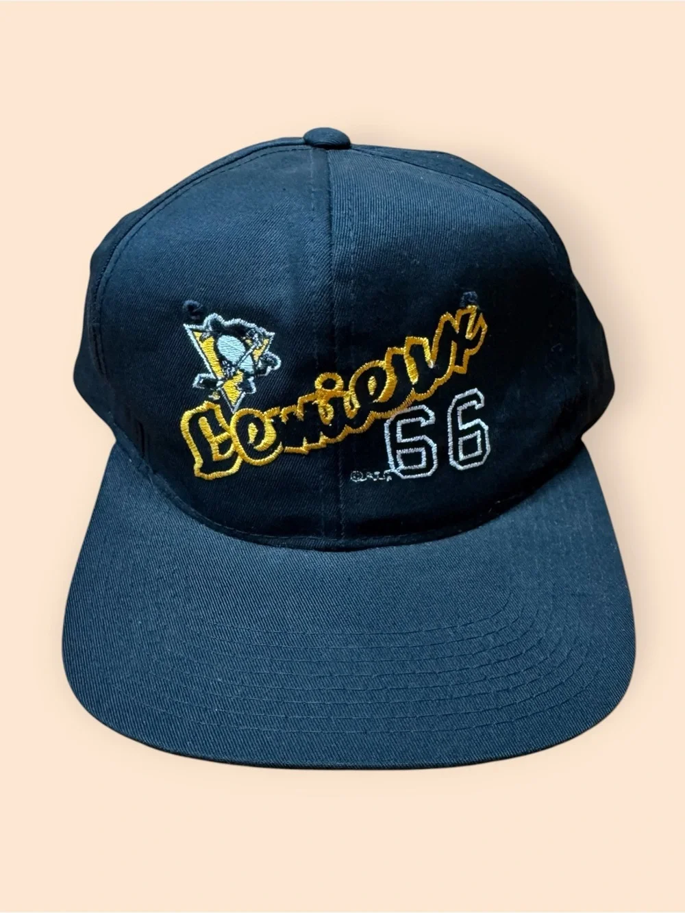 Vintage 1990s Pittsburgh Penguins Mario Lemieux SnapBack Hat NHL Vtg 90s